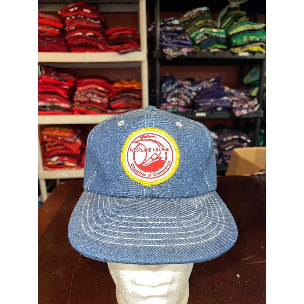 Vintage Westlake Village Hat Chamber Of Commerce Denim Cap Headwear VTG